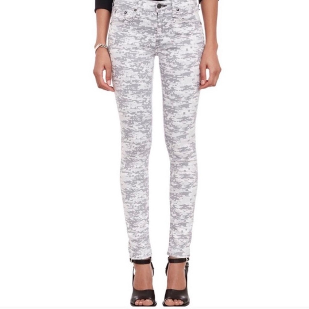 Rag & Bone Gray Camo Midrise Skinny Jeans